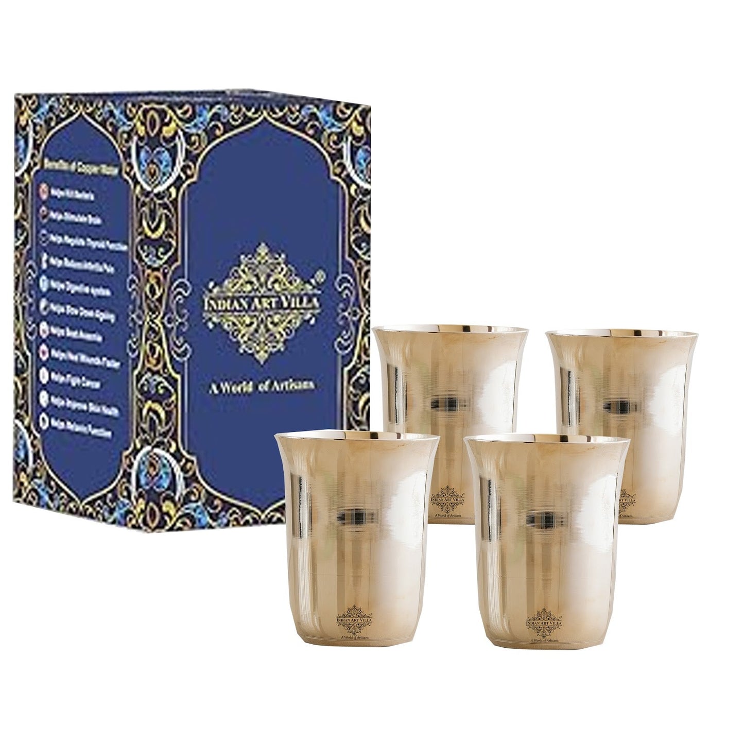 Pure Bronze Mughlai Design Glass Tumbler-240 ML