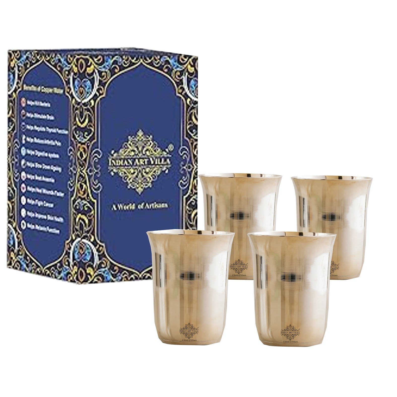 Pure Bronze Mughlai Design Glass Tumbler-240 ML