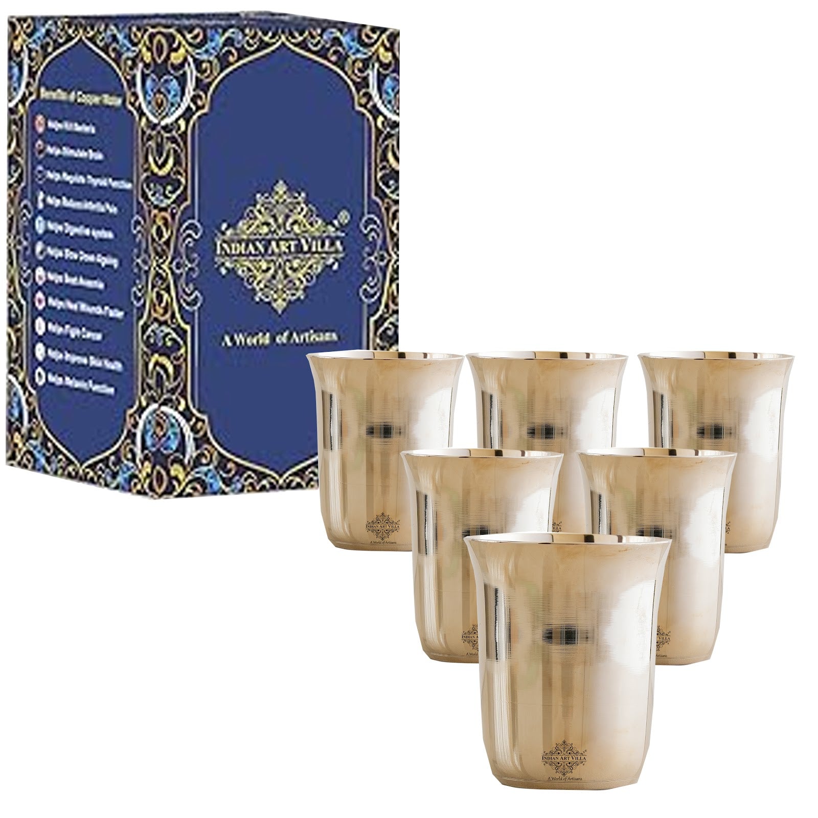 Pure Bronze Mughlai Design Glass Tumbler-240 ML