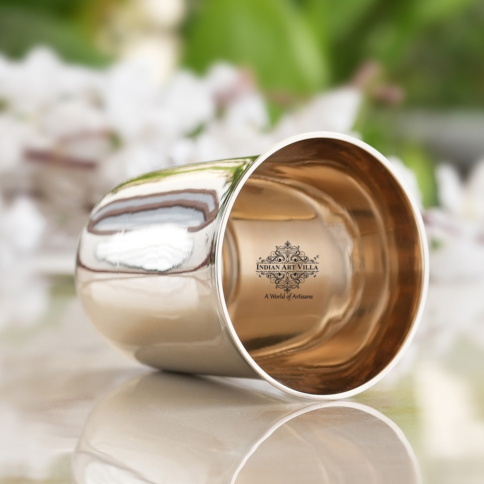 Pure Bronze Mughlai Design Glass Tumbler-240 ML