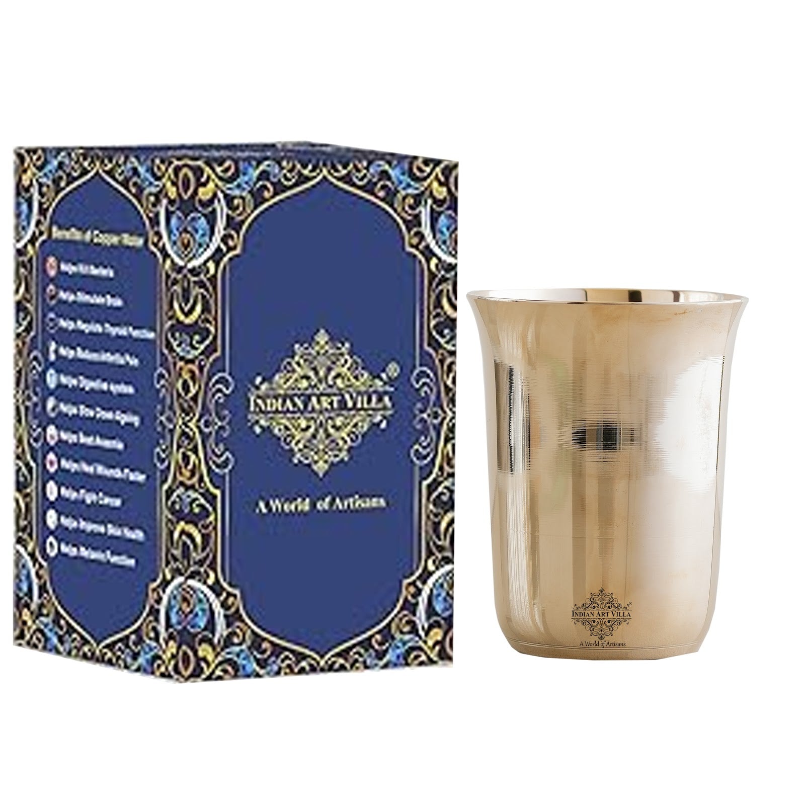 Pure Bronze Mughlai Design Glass Tumbler-240 ML