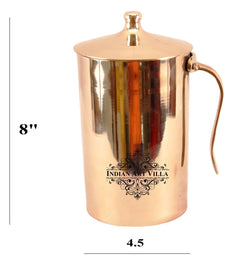 Handcrafted Pure Bronze Plain Design Mughlai Jug Pitcher, Drinkware, Serveware, 1700ml