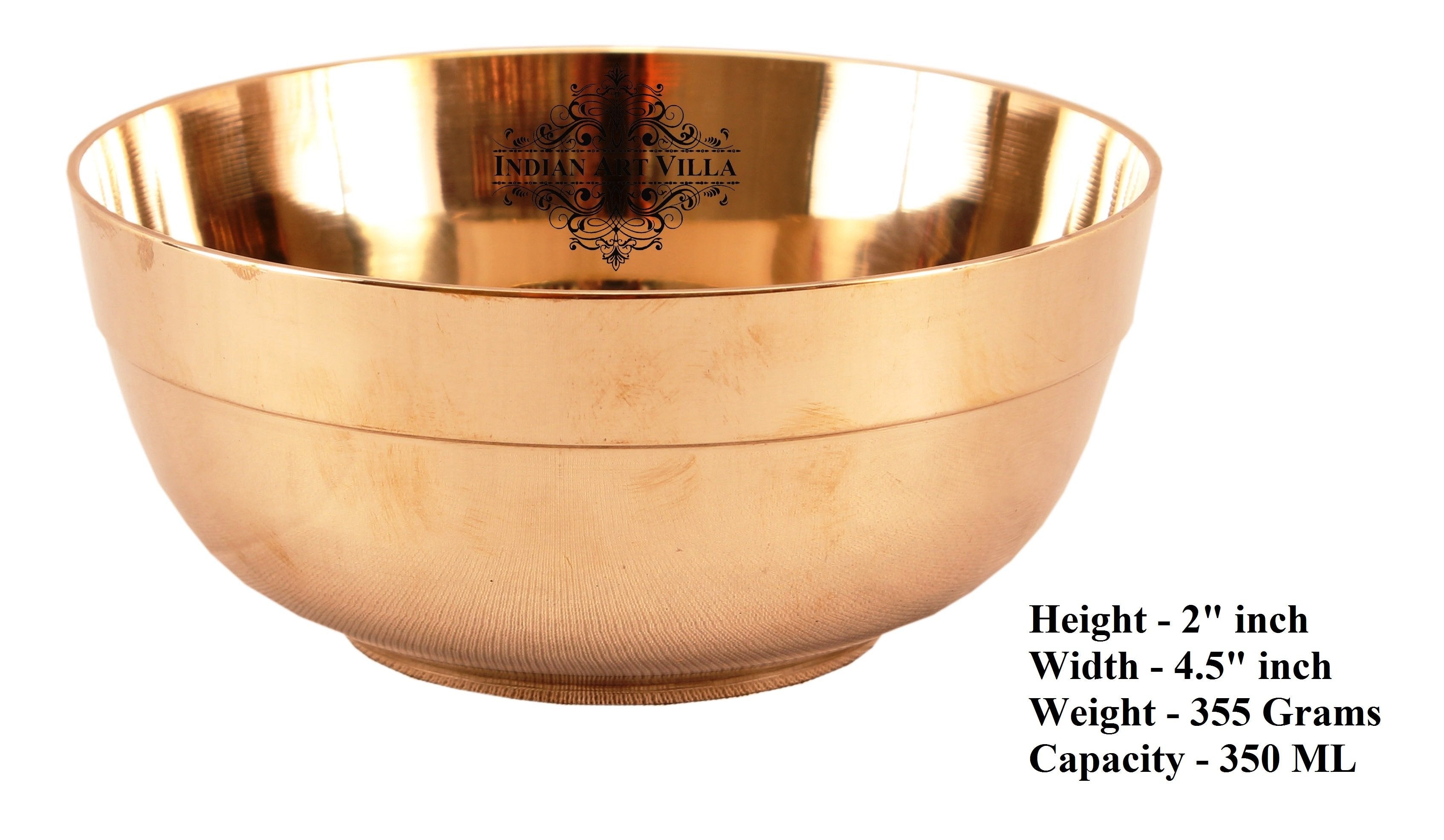 Handmade Pure Bronze Dinner Bowl with 1 Lining Design, Tableware, Dinnerware
