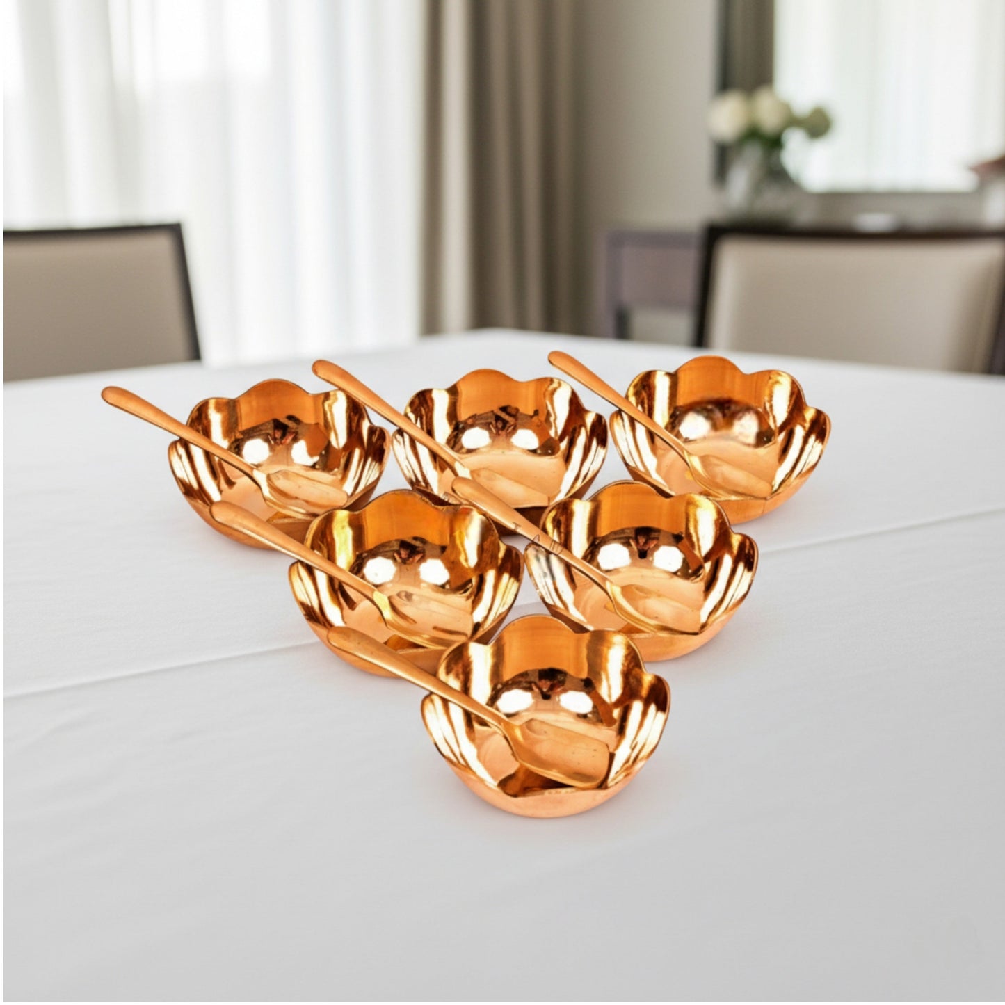 Premium Bronze/ Kansa Ice Cream Bowl Set with Spoons – Perfect for Celebration