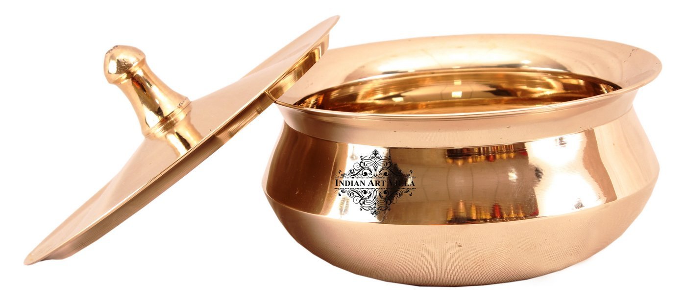 Pure Bronze Handmade Casserole With Lid Handcrafted in Matt Finish, Serveware, Tableware