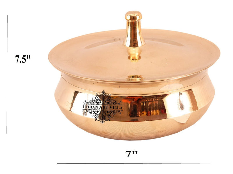 Pure Bronze Handmade Casserole With Lid Handcrafted in Matt Finish, Serveware, Tableware