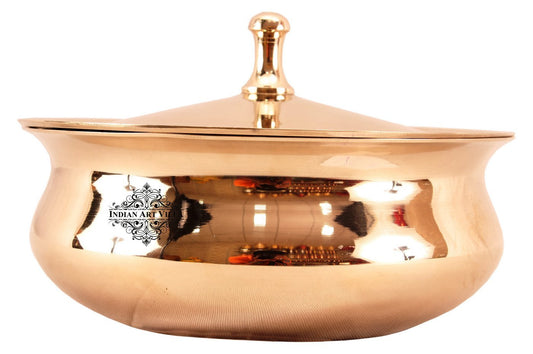 Pure Bronze Handmade Casserole With Lid Handcrafted in Matt Finish, Serveware, Tableware