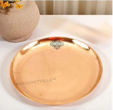 Handmade Pure Bronze Serving Thali | Plate with Plain Design, Serveware, Dinnerware, Tableware