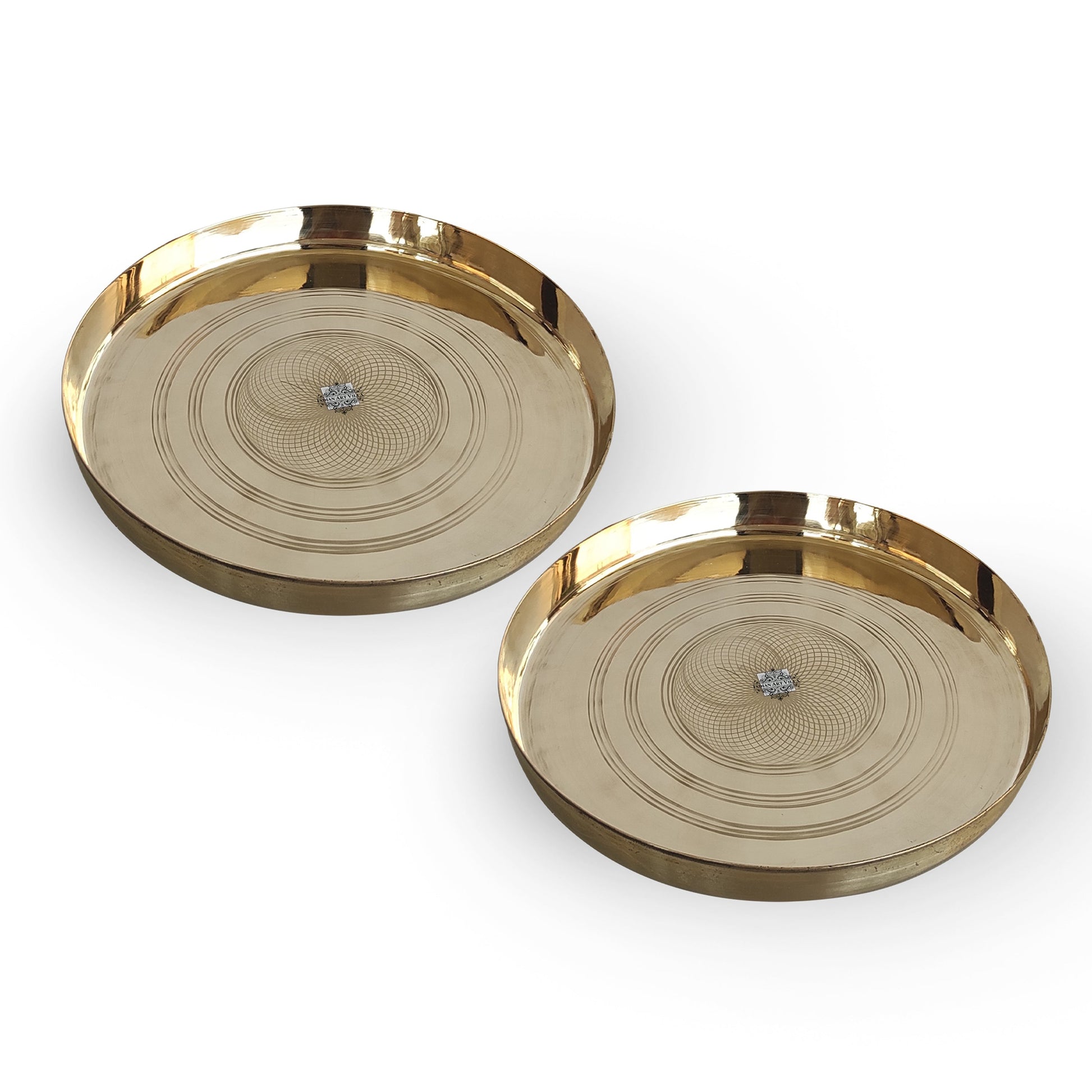 Premium Brass Decorative Plate with Intricate Circular Design - Ideal for Serving Dinner Dishes Home | Hotel | Restaurant |Tableware - 28.57 cm Diameter