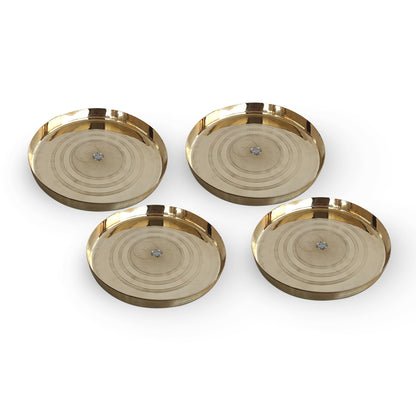 Premium Brass Decorative Plate with Intricate Circular Design - Ideal for Serving Dinner Dishes Home | Hotel | Restaurant |Tableware - 28.57 cm Diameter