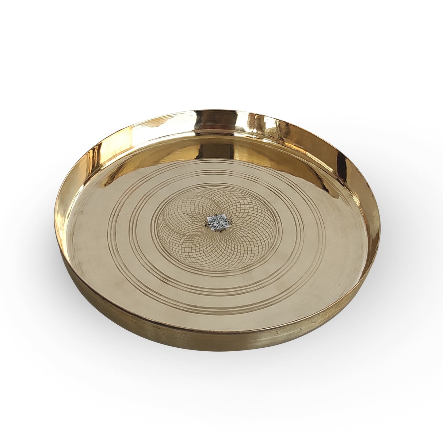 Premium Brass Decorative Plate with Intricate Circular Design - Ideal for Serving Dinner Dishes Home | Hotel | Restaurant |Tableware - 28.57 cm Diameter
