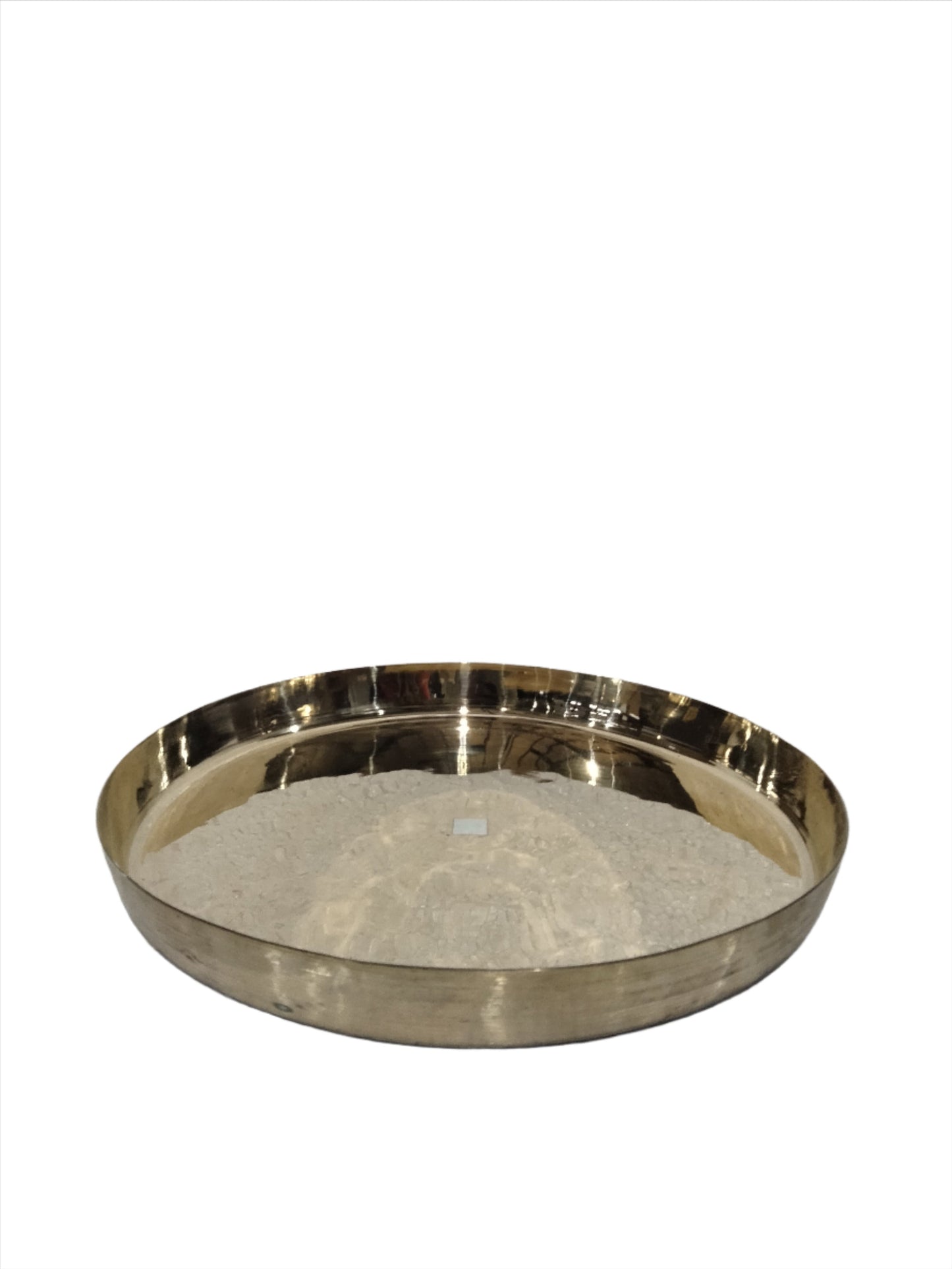 Handmade Pure Bronze Thali Plate Centre Design, Black Back-30cm