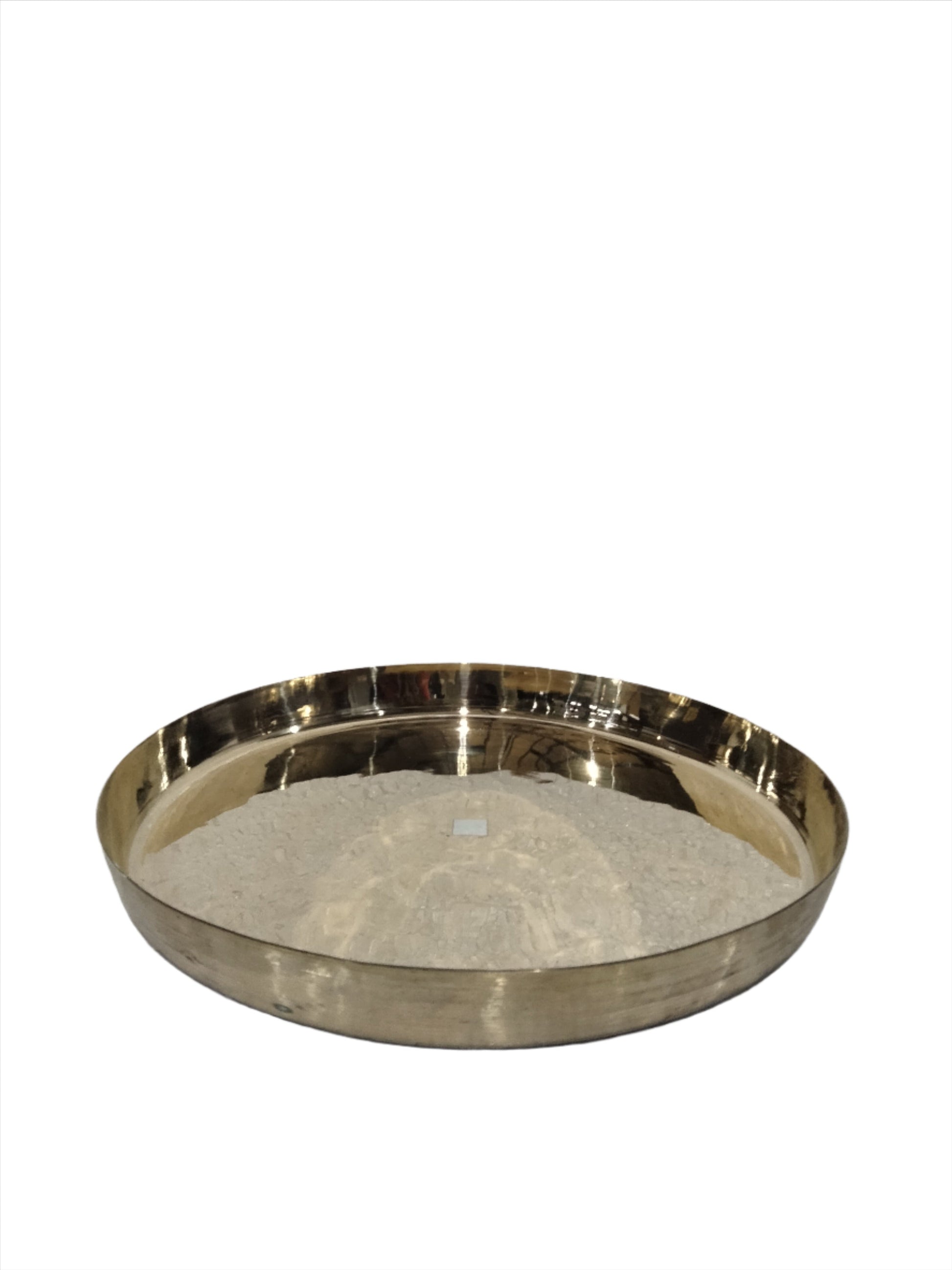 Handmade Pure Bronze Thali Plate Centre Design, Black Back-30cm