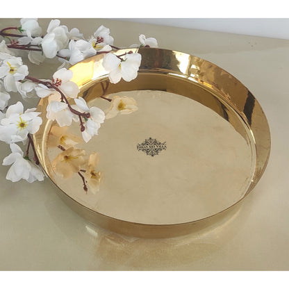 Bronze Thali Plate Plain, Dinner Serving Plate, Serving Dinner Dishes Home Hotel Restaurant Tableware