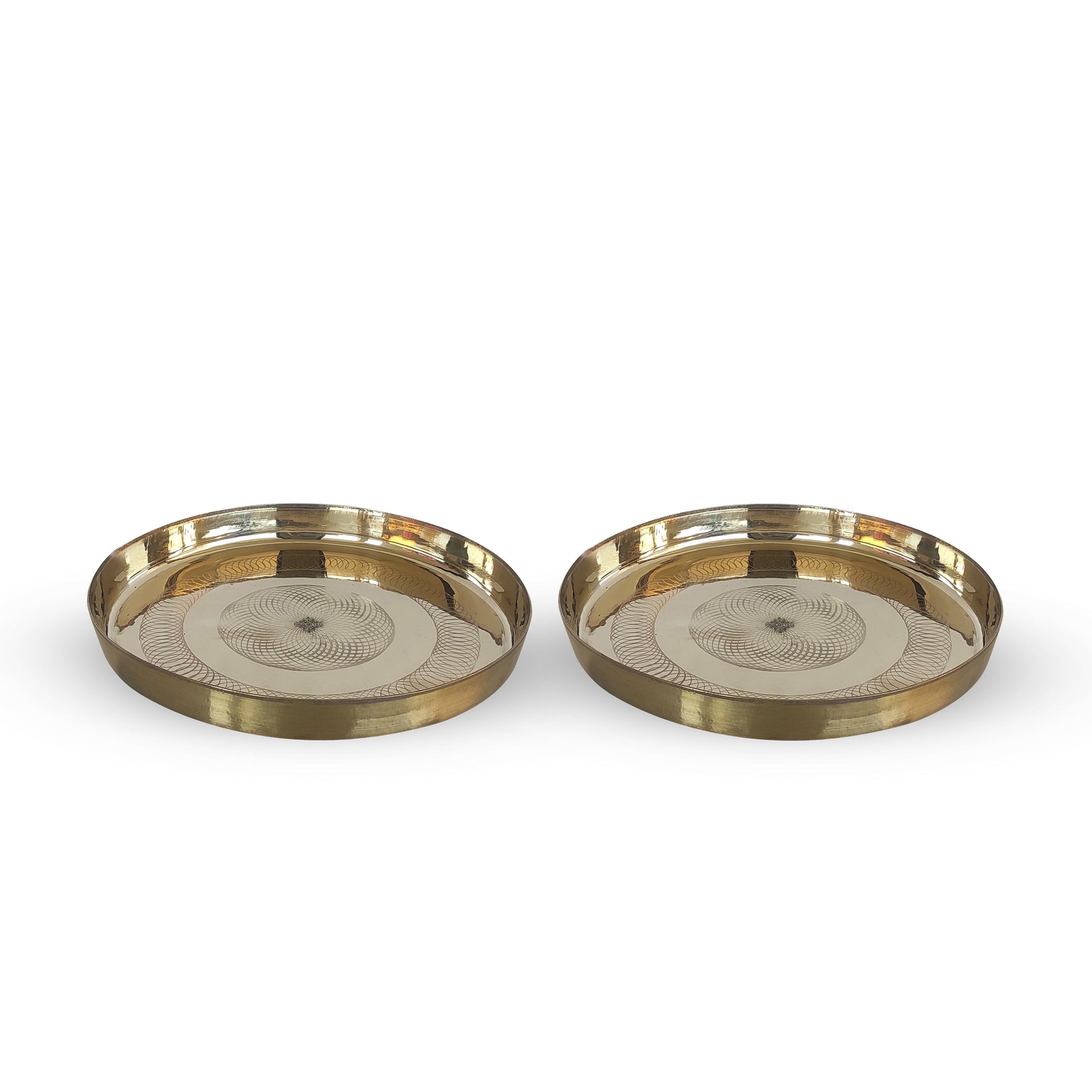 Bronze/Kansa Thali With Flower of Life Design, Dinner Serving Plate, Serving Dinner Dishes Home Hotel Restaurant Tableware, Diameter- 29.21 cm