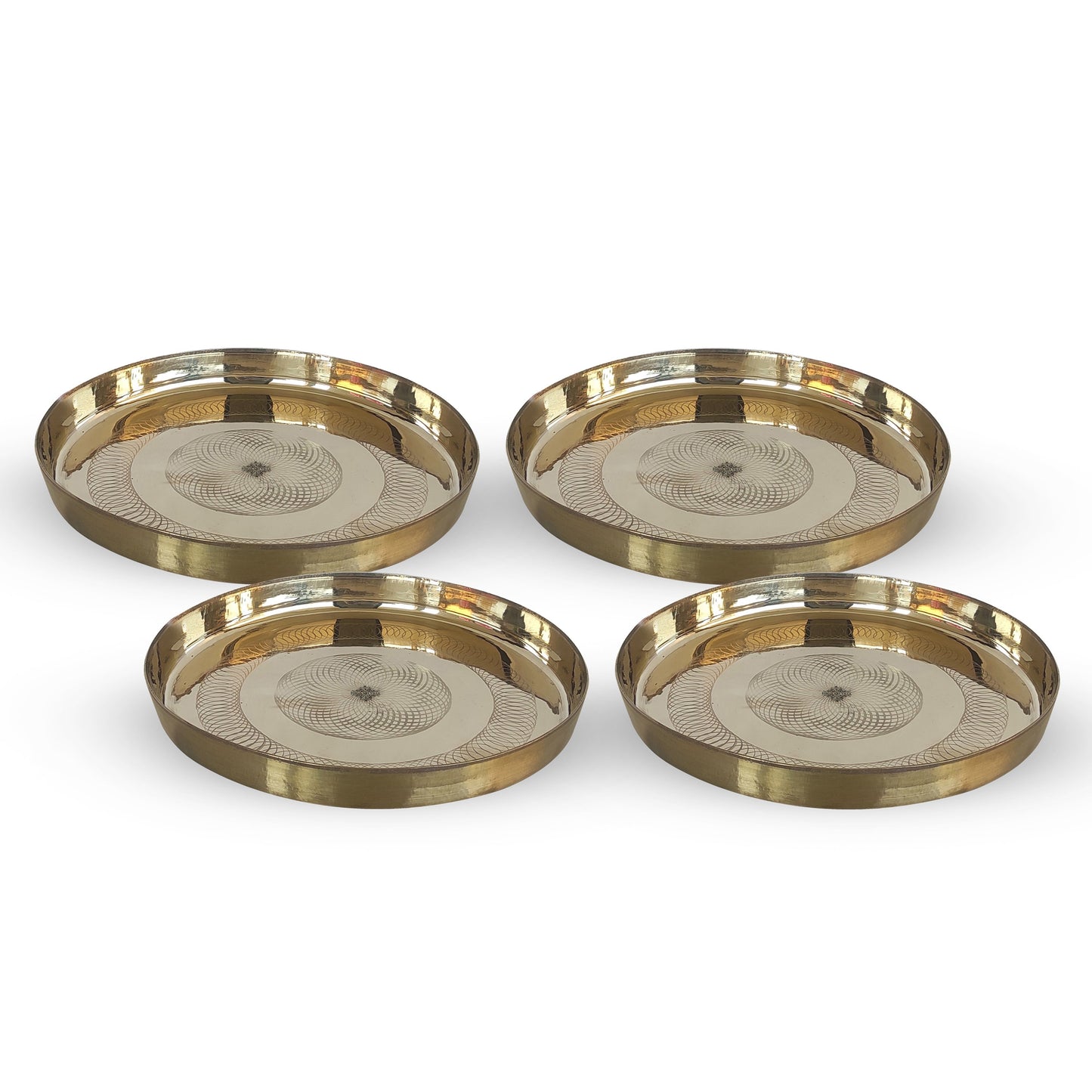 Bronze/Kansa Thali With Flower of Life Design, Dinner Serving Plate, Serving Dinner Dishes Home Hotel Restaurant Tableware, Diameter- 29.21 cm