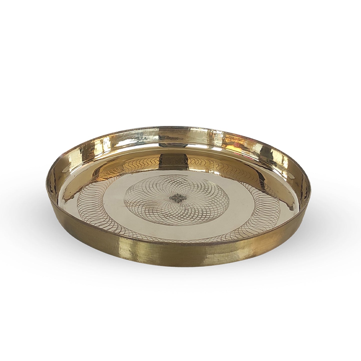 Bronze/Kansa Thali With Flower of Life Design, Dinner Serving Plate, Serving Dinner Dishes Home Hotel Restaurant Tableware, Diameter- 29.21 cm