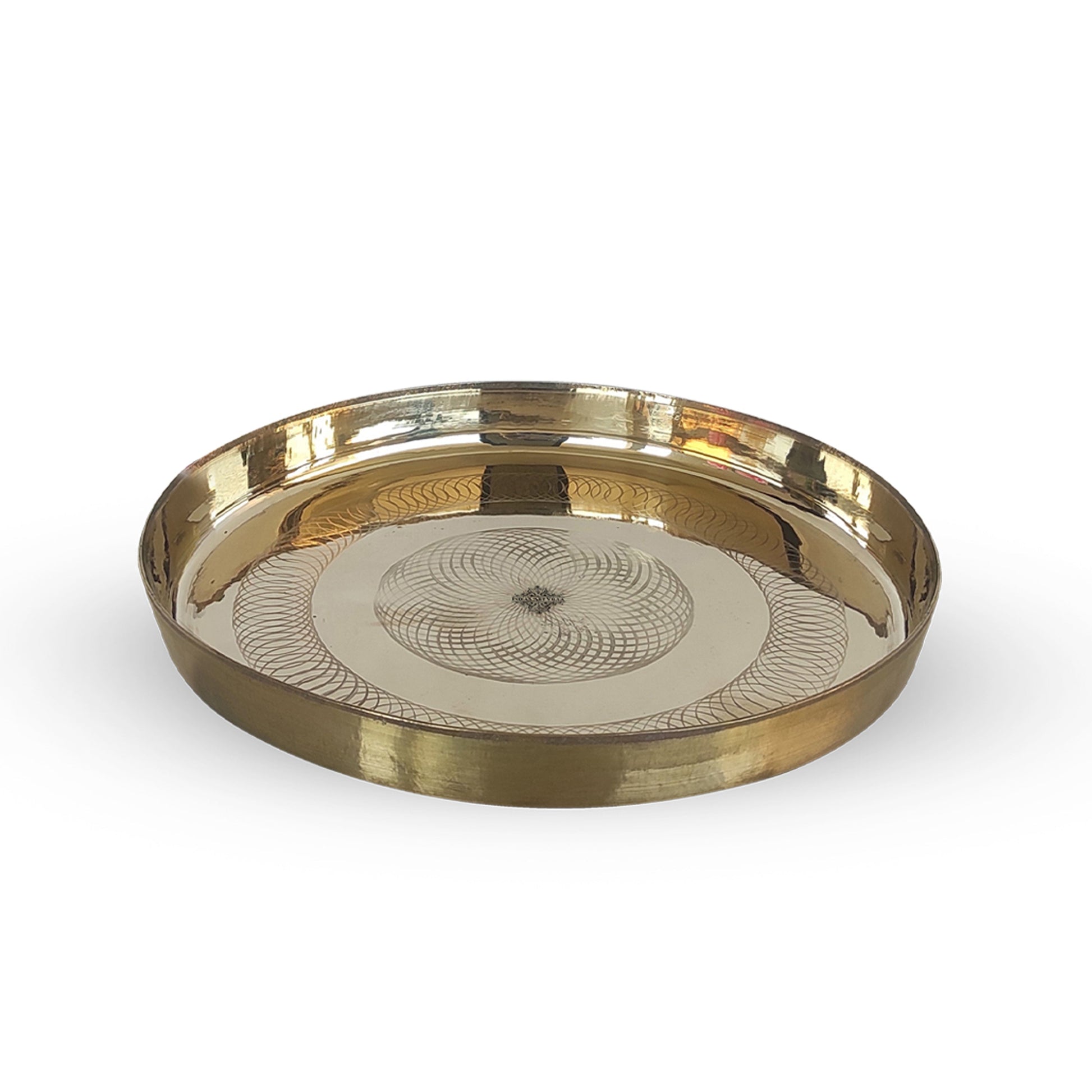 Bronze/Kansa Thali With Flower of Life Design, Dinner Serving Plate, Serving Dinner Dishes Home Hotel Restaurant Tableware, Diameter- 29.21 cm