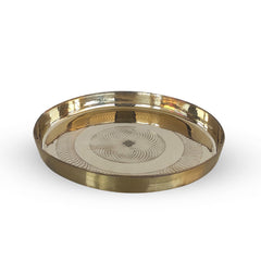 Bronze/Kansa Thali With Flower of Life Design, Dinner Serving Plate, Serving Dinner Dishes Home Hotel Restaurant Tableware, Diameter- 29.21 cm