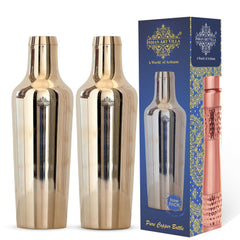 Handcrafted Pure Bronze Shine Finish Design Water Bottle, 850 ml