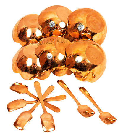 Premium Bronze/ Kansa Ice Cream Bowl Set with Spoons – Perfect for Celebration