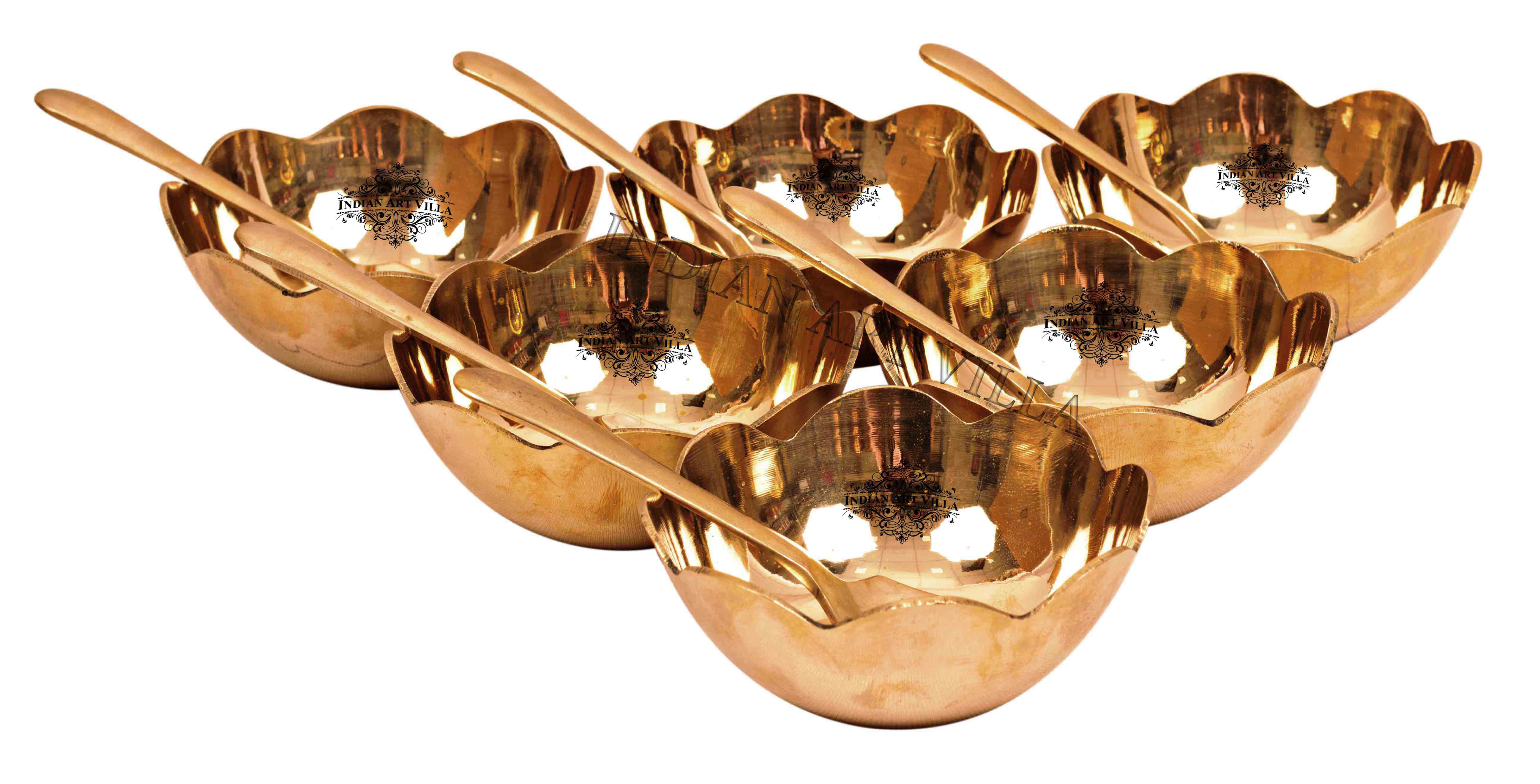 Premium Bronze/ Kansa Ice Cream Bowl Set with Spoons – Perfect for Celebration