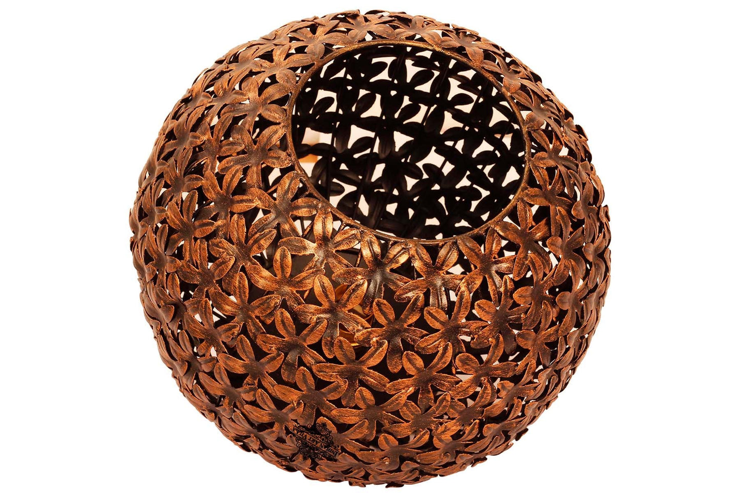 Pure Iron Leafe Design Lamp, Home Decore Gift item, 24.38 cm, Brown