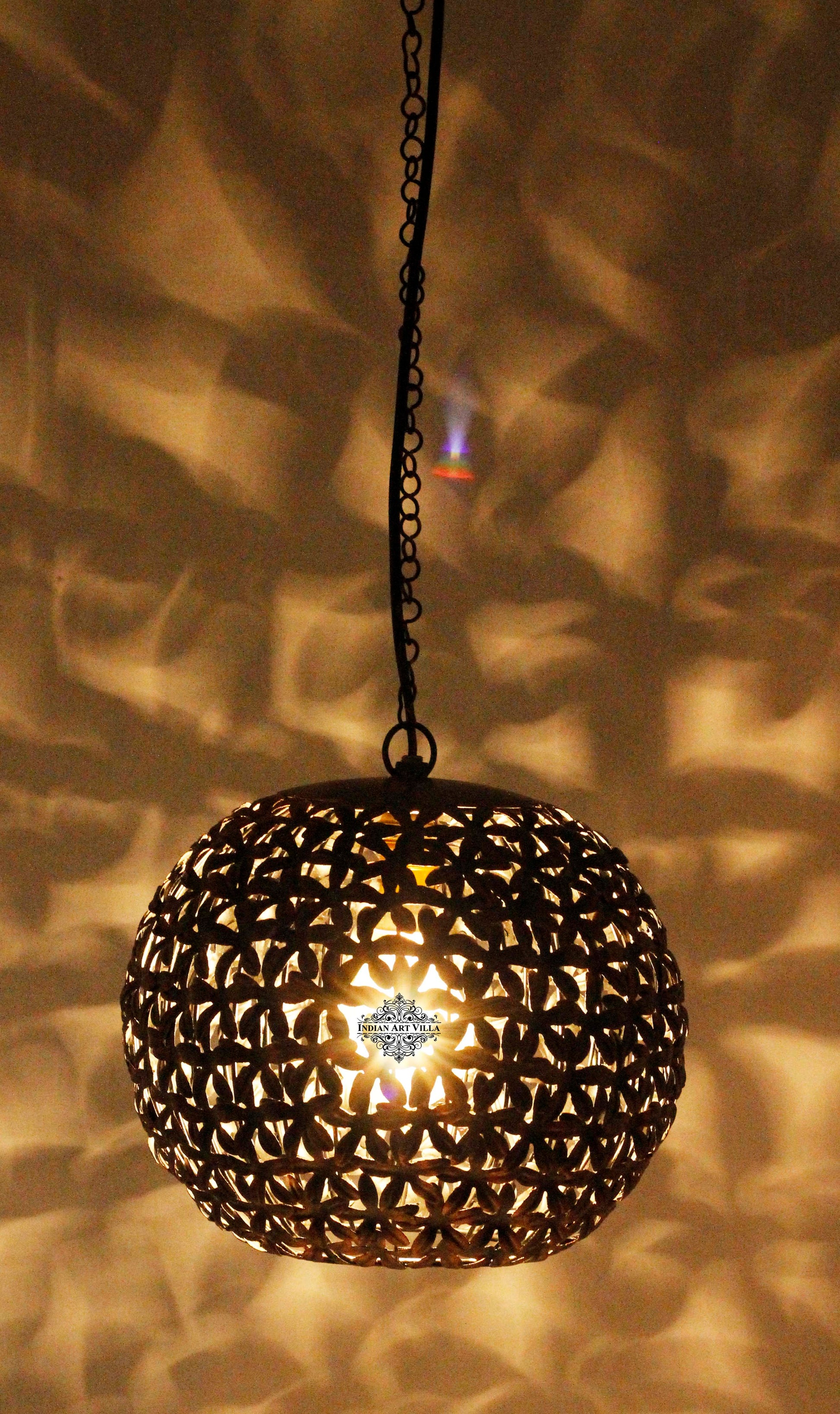 Pure Iron Leafe Design Lamp, Home Decore Gift item, 24.38 cm, Brown