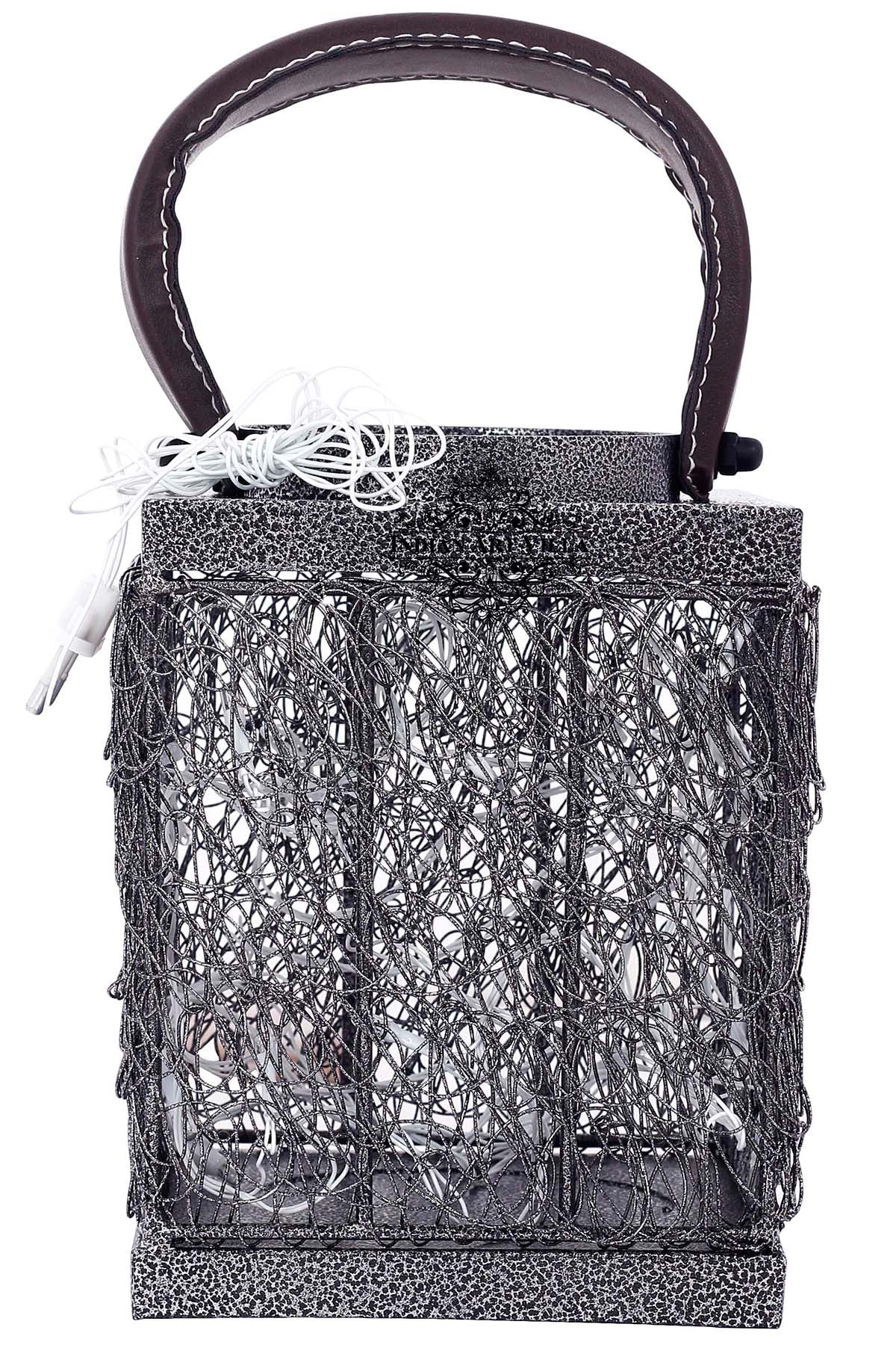 Handcrafted Iron Lamp with Handle, Decorative Items for Home, Hotel, Office, 12.70 cms