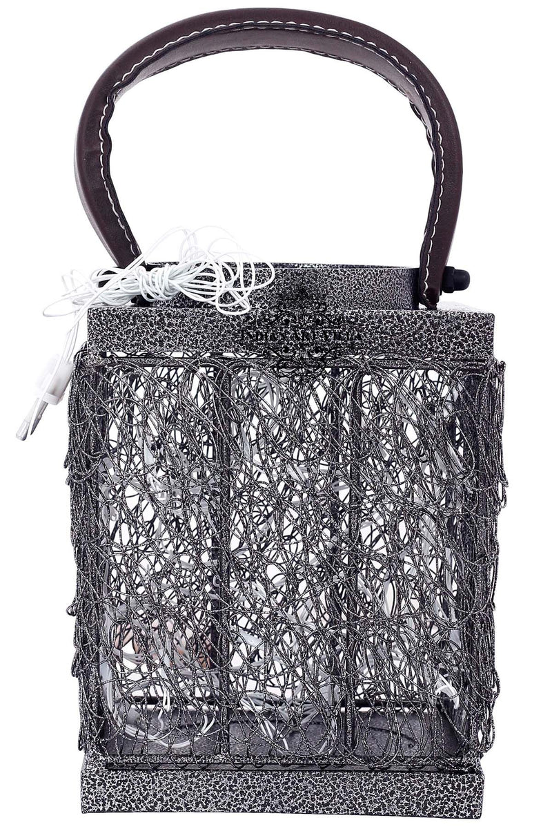 Handcrafted Iron Lamp with Handle, Decorative Items for Home, Hotel, Office, 12.70 cms