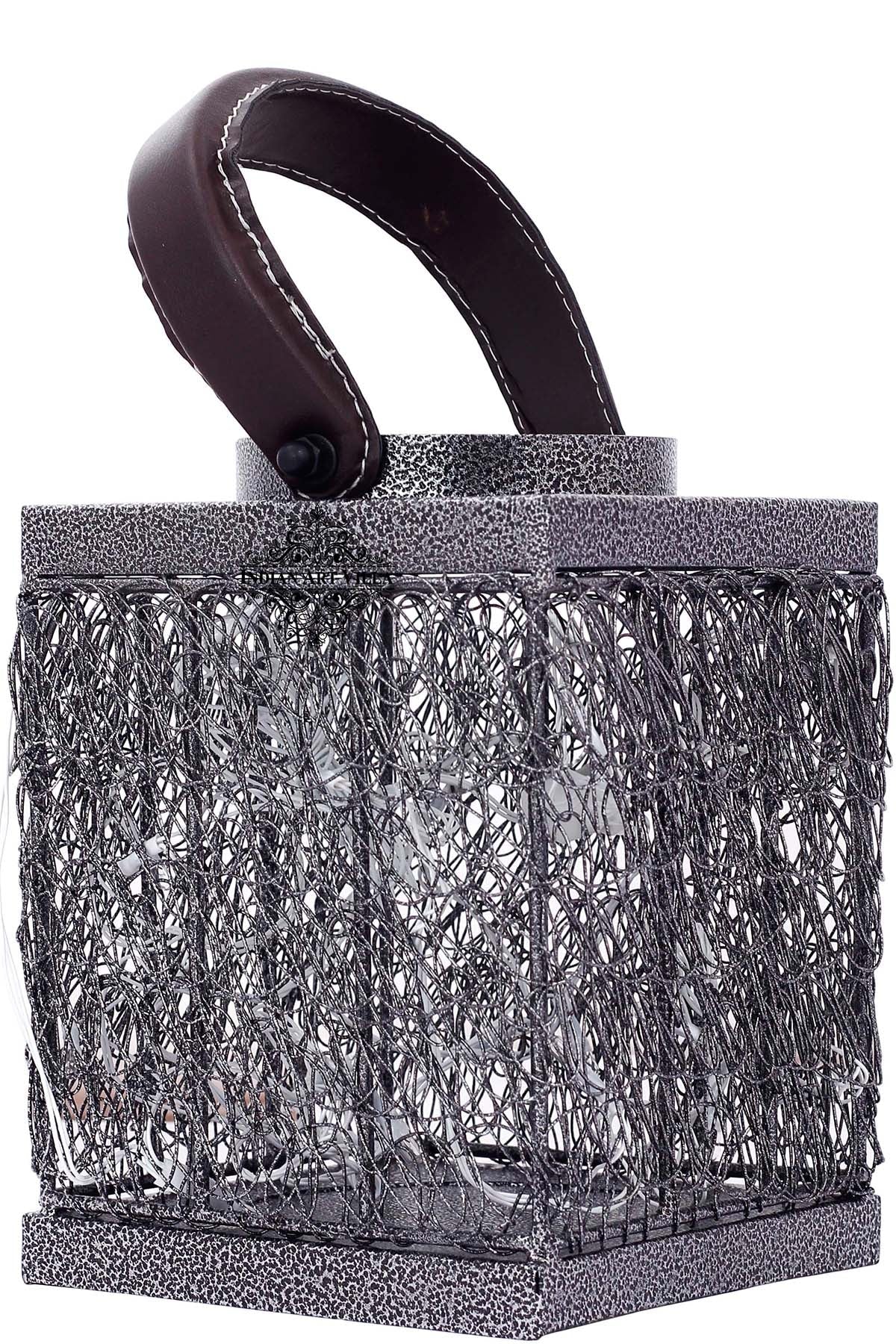 Handcrafted Iron Lamp with Handle, Decorative Items for Home, Hotel, Office, 12.70 cms