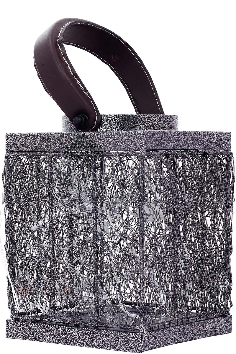 Handcrafted Iron Lamp with Handle, Decorative Items for Home, Hotel, Office, 12.70 cms