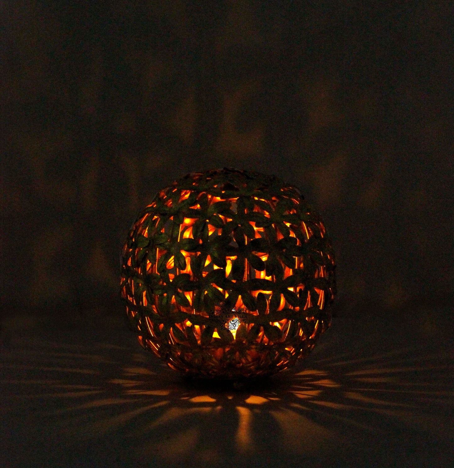 Handcrafted Iron Round Flower Design Lamp, Width 16.51 cm