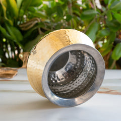 Brass Hammered Design Punjabi Handi With Tin Lining