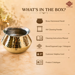 Brass Hammered Design Punjabi Handi With Tin Lining