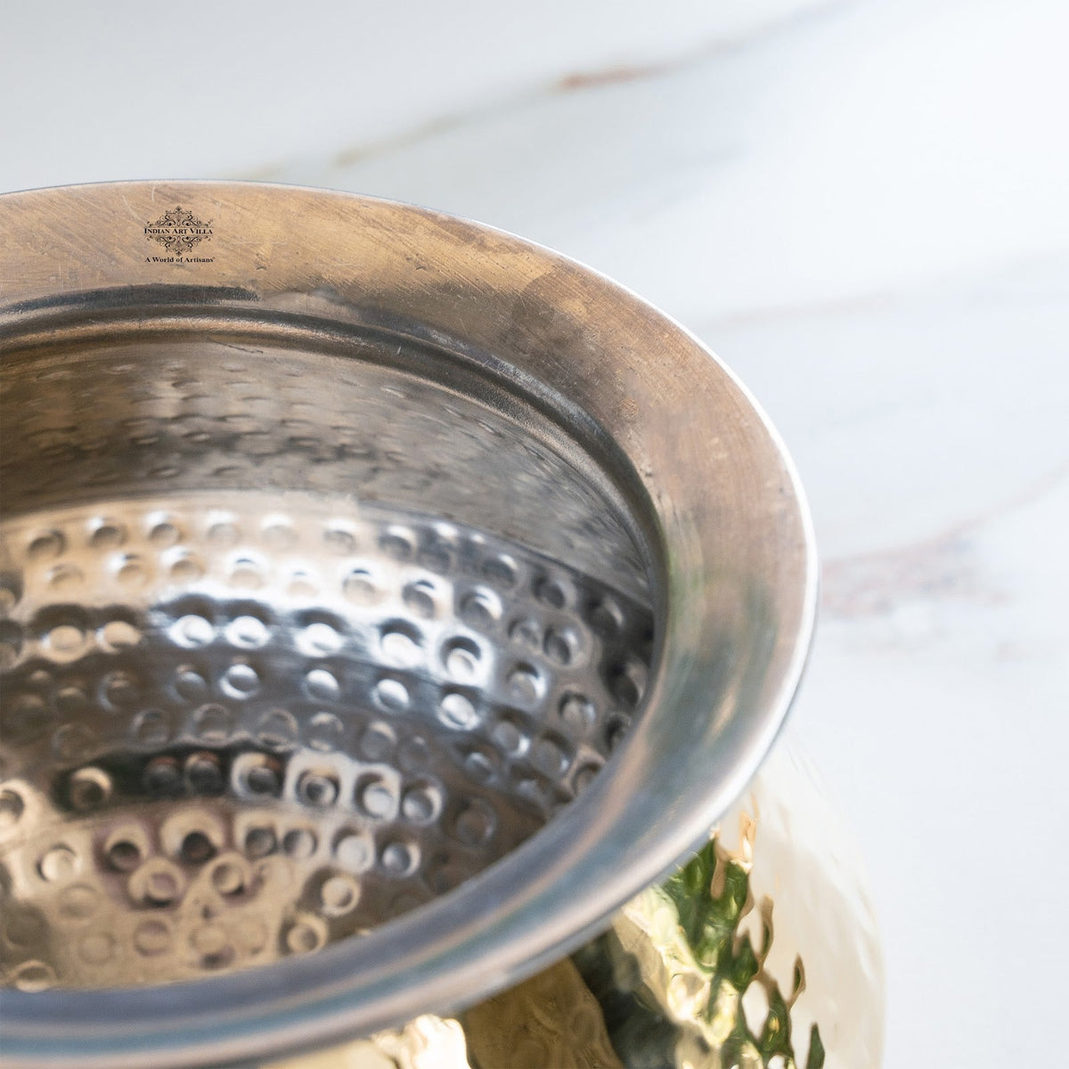 Brass Hammered Design Punjabi Handi With Tin Lining