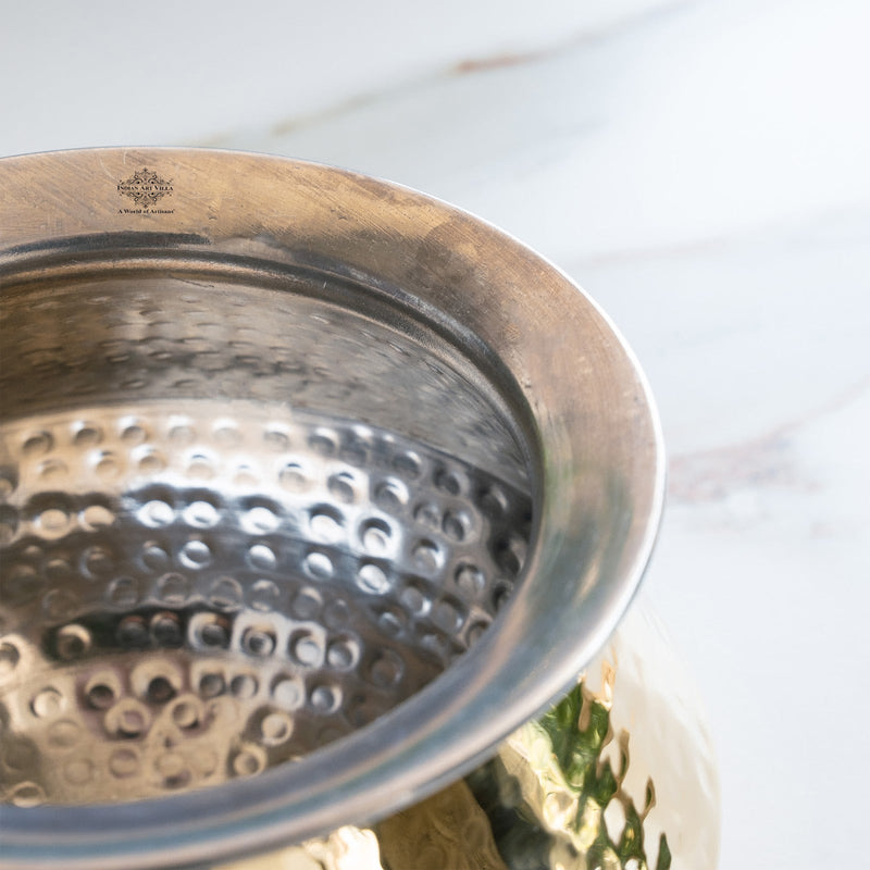 Brass Hammered Design Punjabi Handi With Tin Lining