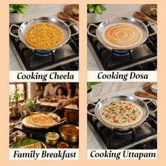 Brass Dosa Tawa with Tin Linning & Dual Handles