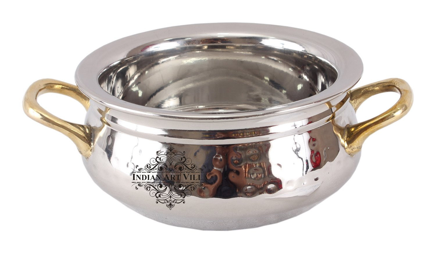 Pure Steel Hammered Desing Handi with Brass Handle