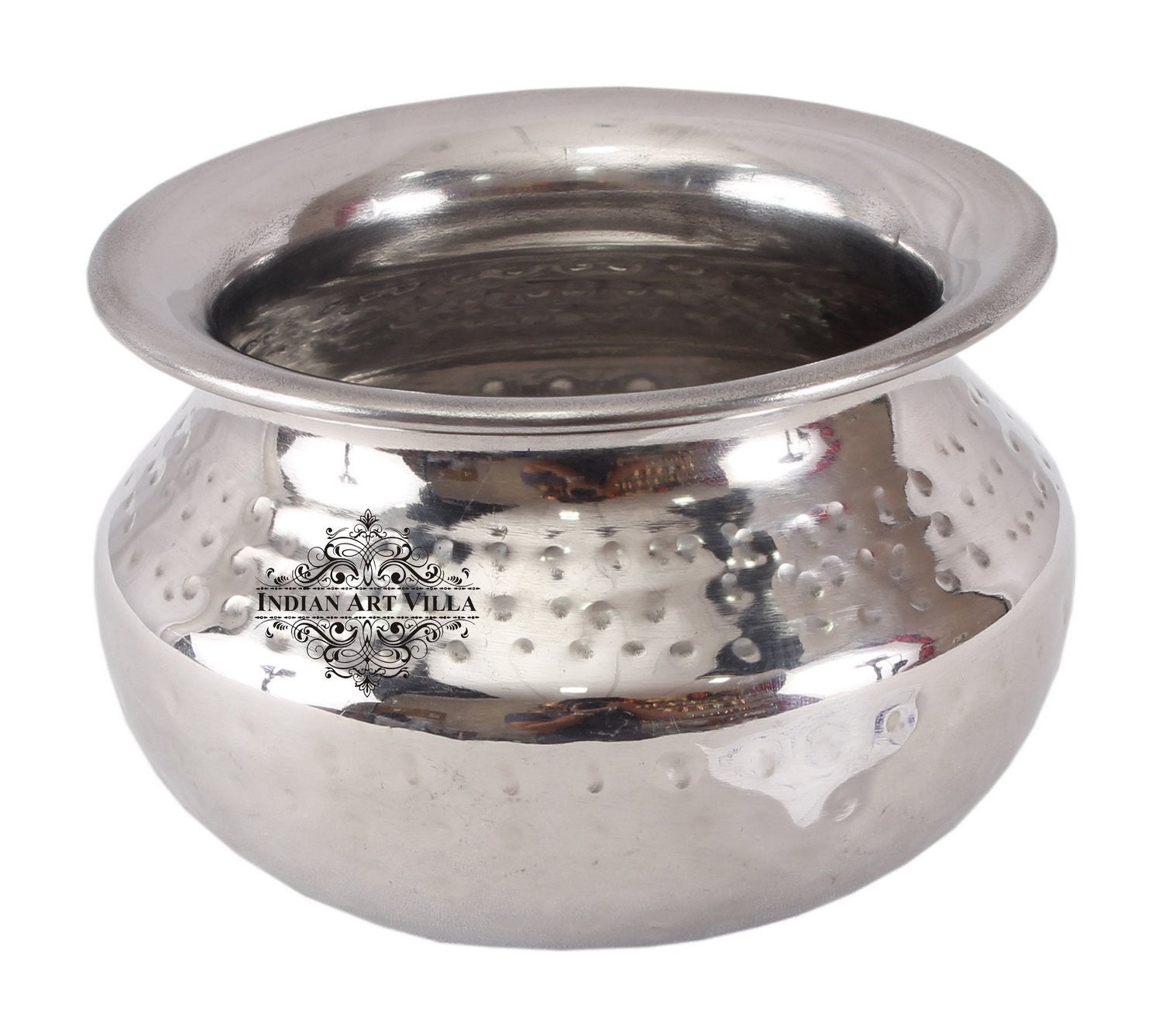Handmade Steel Punjabi Handi with Hammered Design, Serveware & Tableware