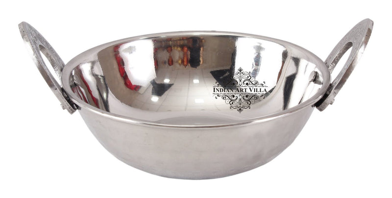 Steel Single Side Hammered Design Kadhai with Embossed Handle