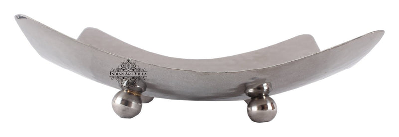 Pure Steel Hammered Design Square Platter with Legs