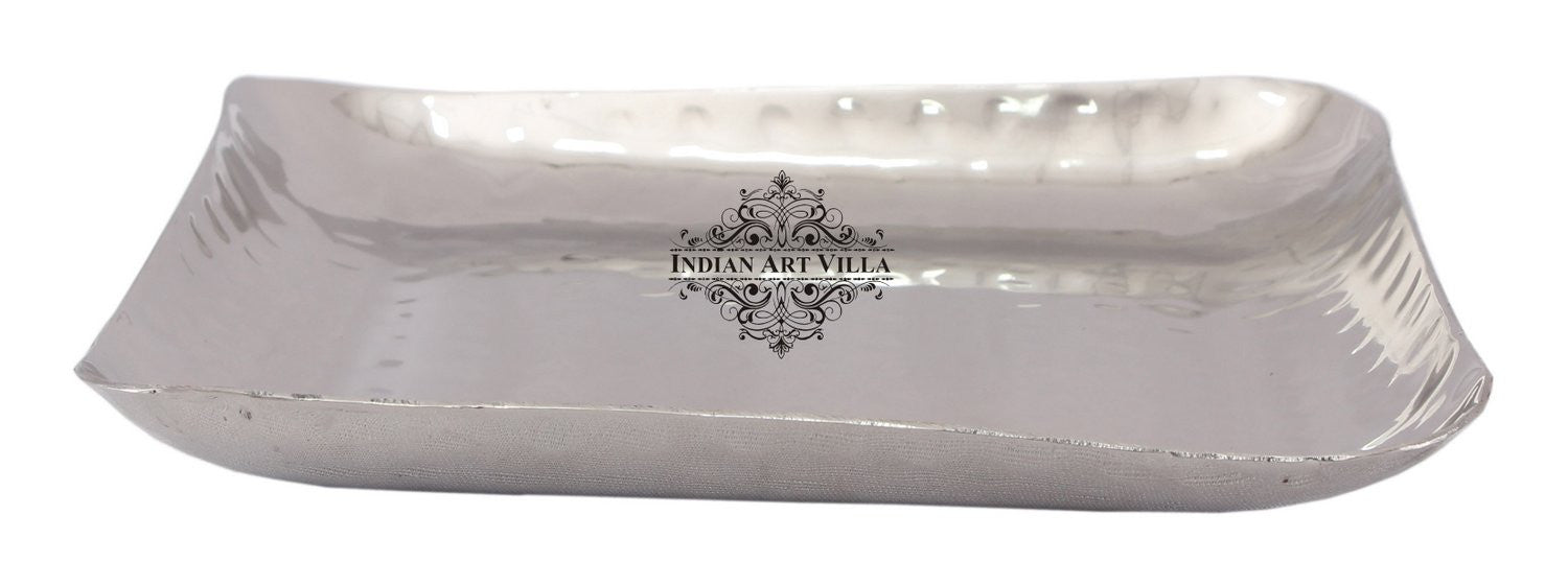 Pure Steel Hammered Design Square Platter