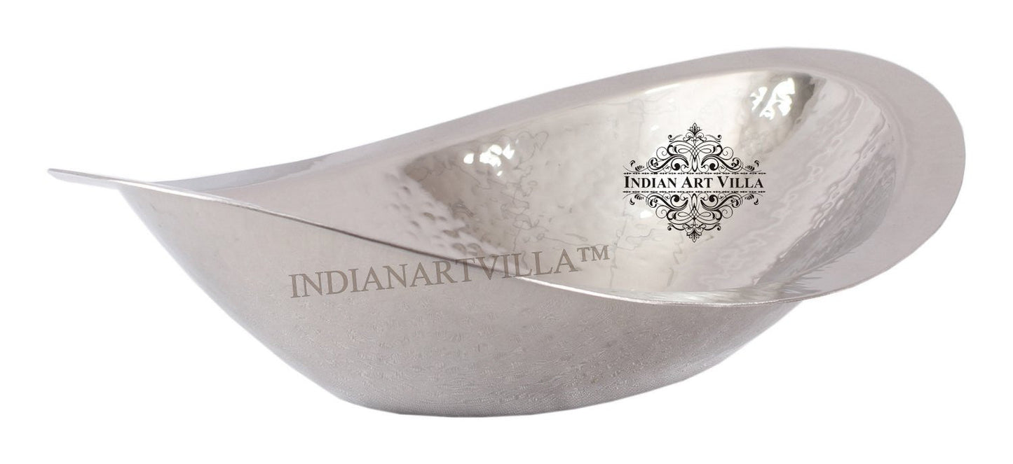 Steel Hammered Design Oval Bread Basket