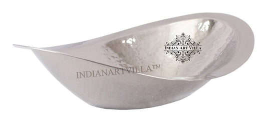 Steel Hammered Design Oval Bread Basket