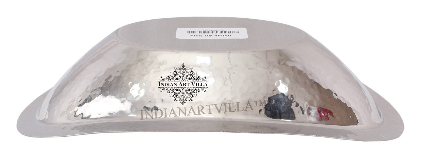 Steel Hammered Design Oval Bread Basket