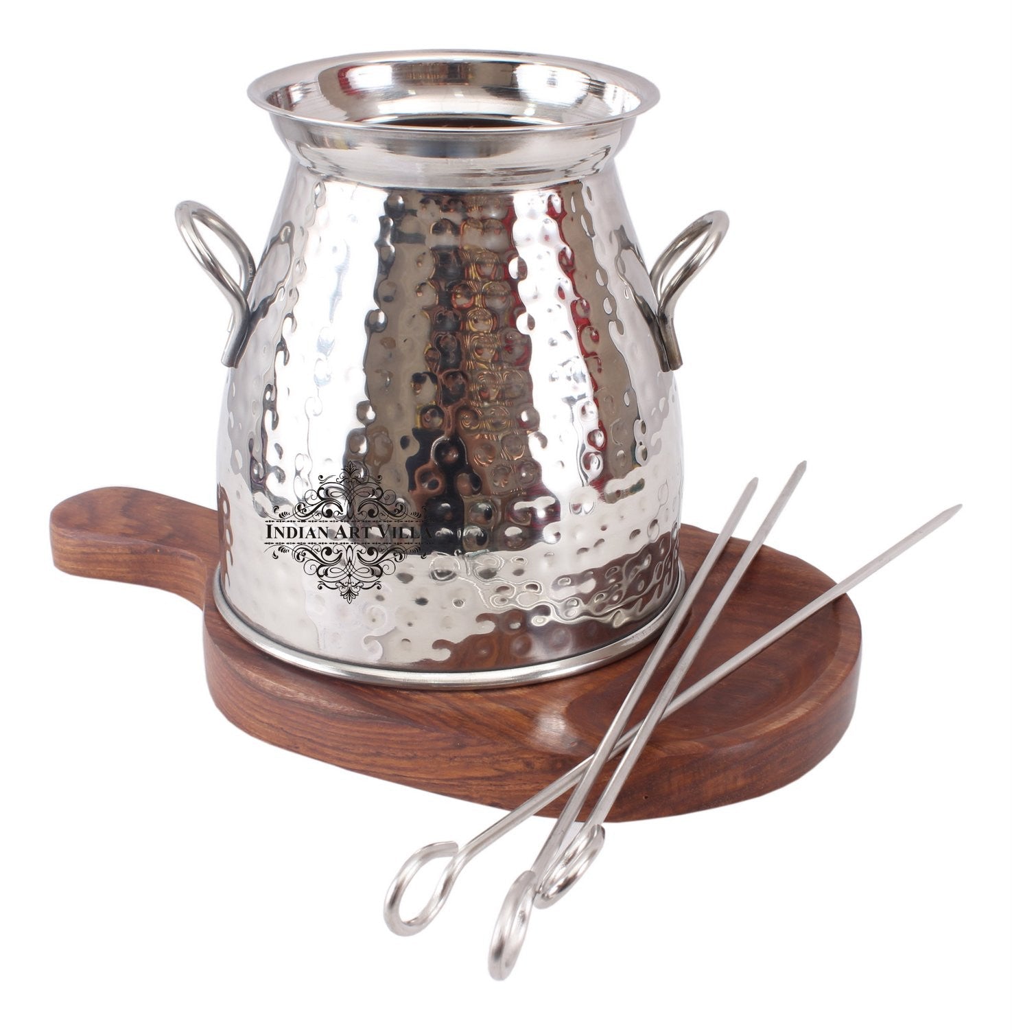 Steel Handmade Table Tandoor with 3 Skewers