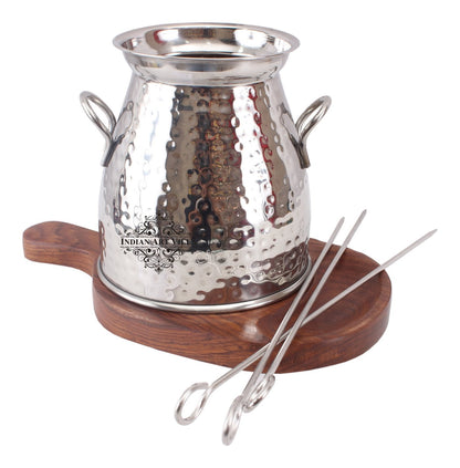 Steel Handmade Table Tandoor with 3 Skewers