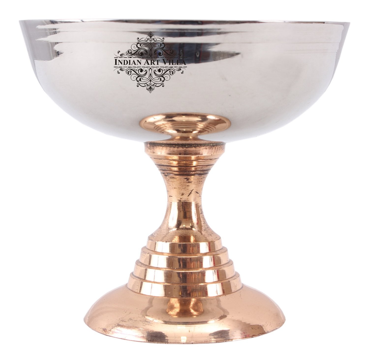 Pure Steel Ice Cream Cup with Copper Stand| A Blend of Elegance and Utility