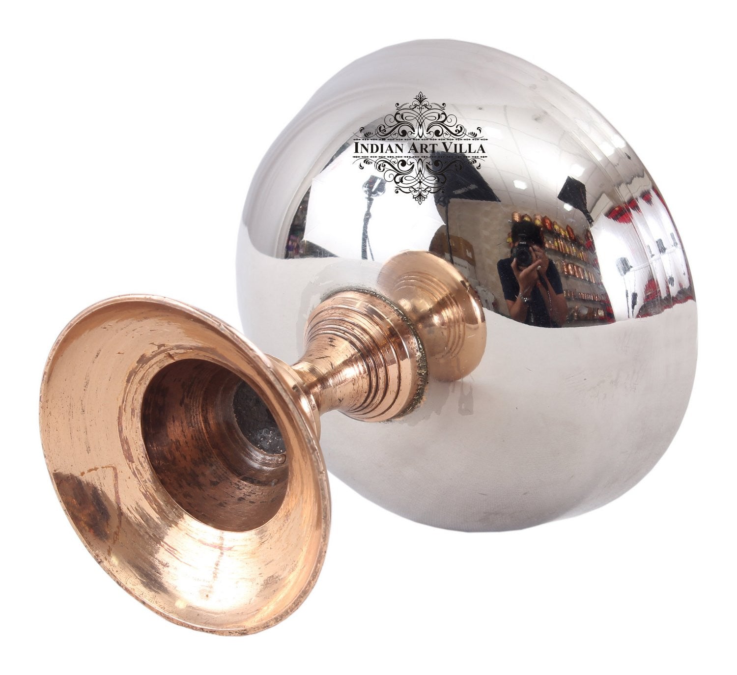 Pure Steel Ice Cream Cup with Copper Stand| A Blend of Elegance and Utility